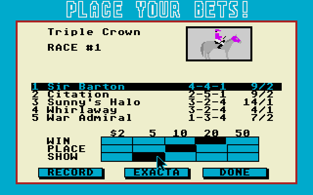 Triple Crown atari screenshot